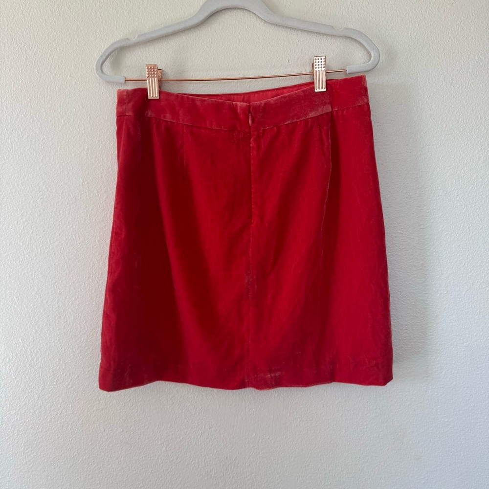 JCrew Coral Salmon Orange Velvet Mini Skirt Size 4 NEW - Picture 4 of 10